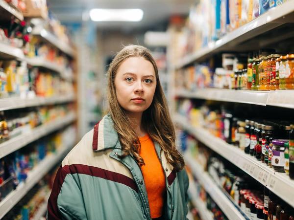 teenage girl in supermarket