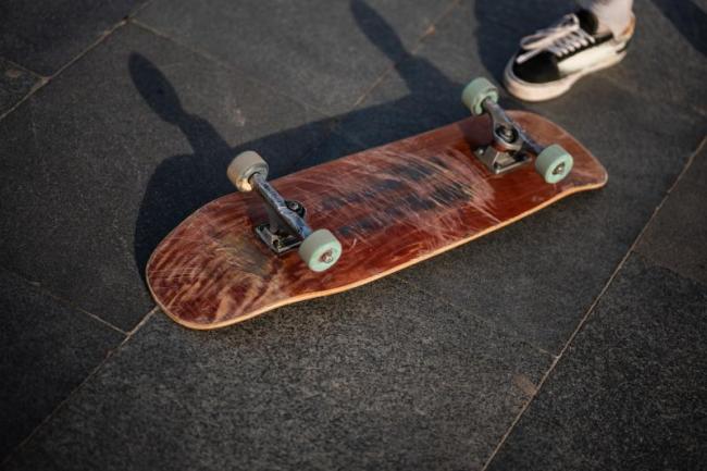 An upside down skateboard