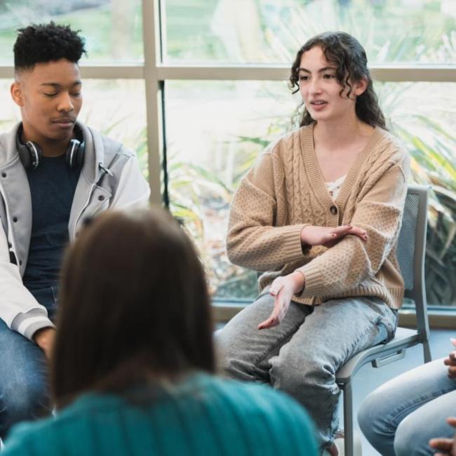 A group of young people taking part in a 'staying safe from exploitation' session