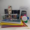 A bundle of school stationery including a calculator and notepads